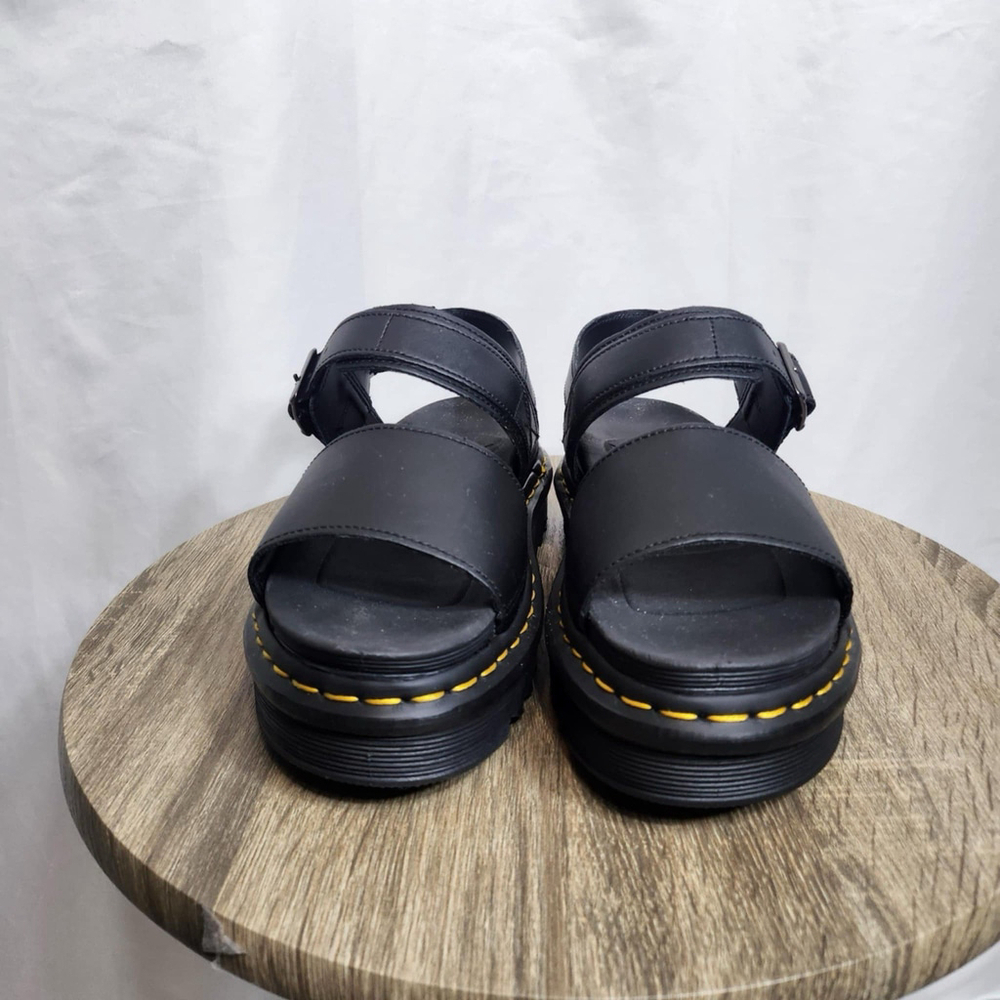 Dr. Martens Womens Size 8 Voss Hydro Leather Platform Sandals Black Buckled - Picture 3 of 11